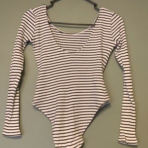 H&M Basic b&w striped bodysuit